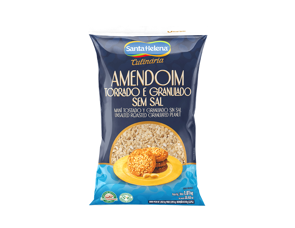 AMENDOIM TORRADO GRANULADO SEM SAL SANTA HELENA 1,01 KG (CX 12 PCT)